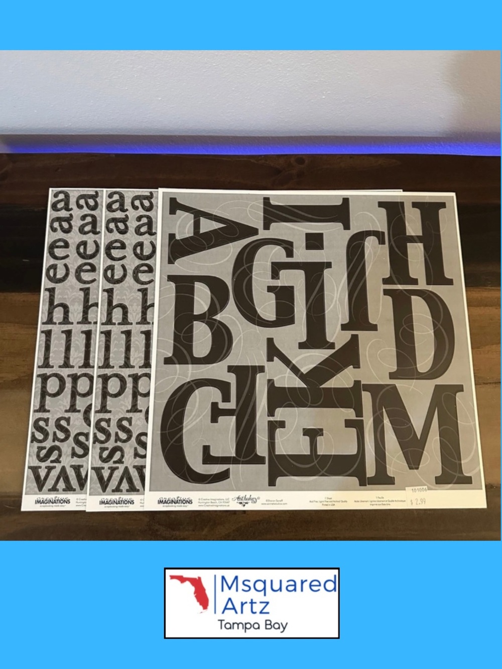 Creative Imaginations Alphabet Stickers Lot of 3 Large/Small Black Letter Sheets